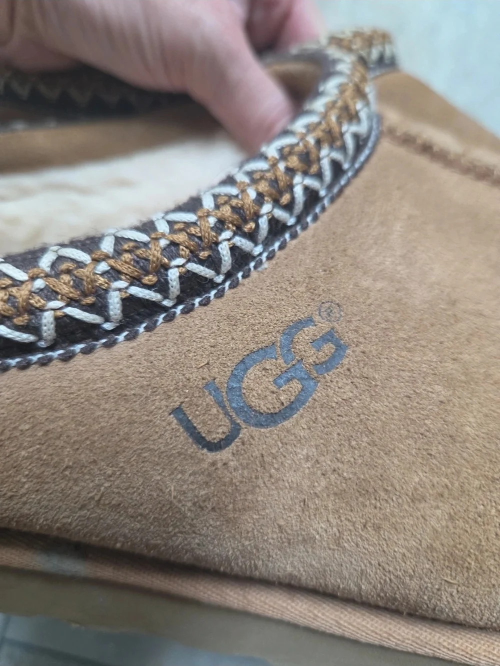 UGG Men's Chestnut Suede Shearling Lined Slip-On Slippers